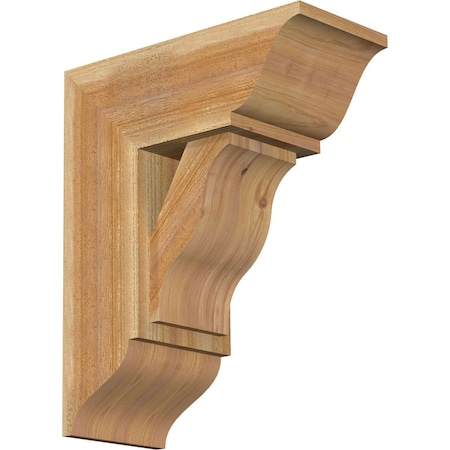 Ekena Millwork Funston Traditional Rough Sawn Bracket w/ Offset Brace, Western Red Cedar, 8"W x 18"D x 22"H BKT0806X18X22FST01RWR